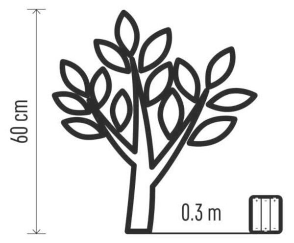 EMOS LED větvička s perlami, 60 cm, 3x AA, vnitřní, teplá bílá, časovač DCTW08