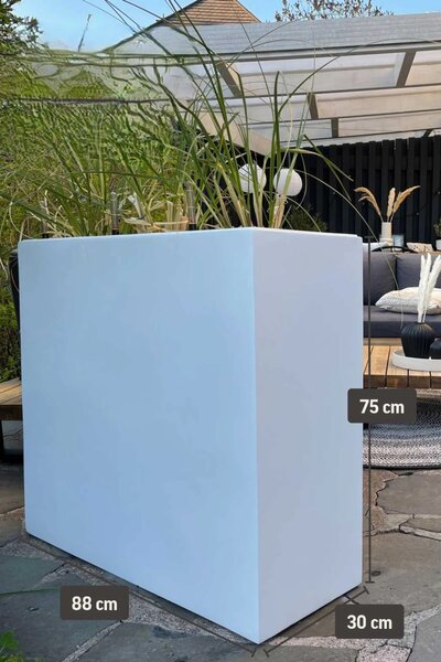 Květináč ELEMENTO, sklolaminát, šířka 88 cm, bílý mat