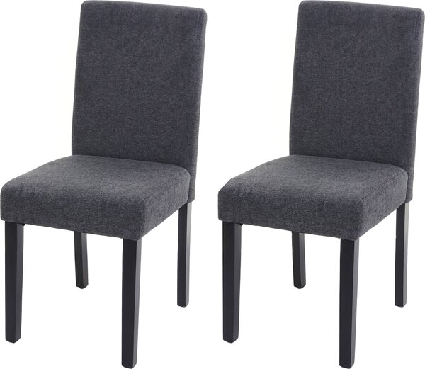 Sada 2 jídelních židlí Kuchyňská židle Littau Textil, antracitově šedá, tmavé nohy