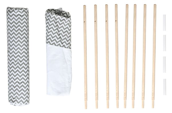 Dětský teepee stan HOMCOM pro děti od 3 let - Dřevěný tipi se stahovacími okny, podložkou a taškou pro snadné přenášení, pro vnitřní a venkovní použit