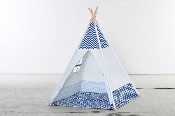 Dětský teepee stan HOMCOM pro děti od 3 let - Dřevěný tipi se stahovacími okny, podložkou a taškou pro snadné přenášení, pro vnitřní a venkovní použit