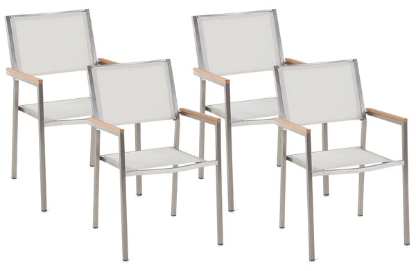Sada 4 zahradních židlí z nerezové ocele bílá GROSSETO