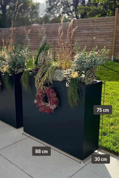 Květináč ELEMENTO, sklolaminát, šířka 88 cm, antracit, na kolečkách