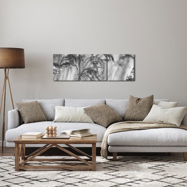Obraz - Lipnice, černobílá (s hodinami) (90x30 cm)