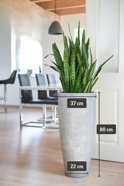 Květináč CITY, sklolaminát, výška 80 cm, beton design, šedý
