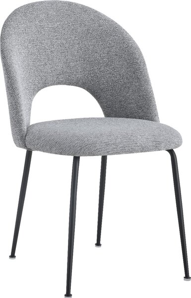 Šedá čalouněná židle moderní Megan - jídelní židle ve skandinávském loftovém stylu s kovovými nohami, ergonomická a pohodlná