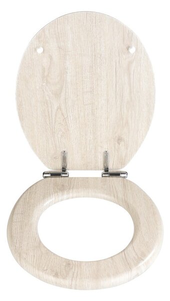 Světlé WC sedátko a snadným zavíráním Wenko Oak, 42,5 x 35,5 cm