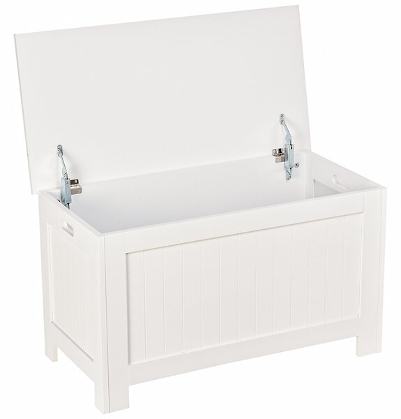 HOMCOM Úložná truhla do ložnice s víkem, víceúčelová truhla s bezpečnostním kloubem pro chodbu či obývací pokoj 81x40x46 cm Bílá | Aosom