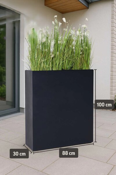 Dělící květináč ELEMENTO, sklolaminát, výška 100 cm, antracit