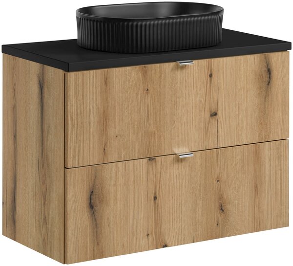 Sada skříňka Comad Nova Oak NOVA OAK A 82-80-2S, umyvadlo Comad Beyond BEYOND 5 BLACK ( E-6564 ), NOVA BLACK B 89-80