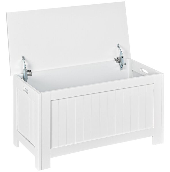 HOMCOM Úložná truhla do ložnice s víkem, víceúčelová truhla s bezpečnostním kloubem pro chodbu či obývací pokoj 81x40x46 cm Bílá | Aosom