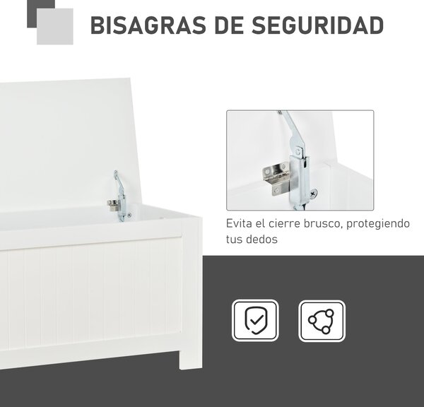 HOMCOM Úložná truhla do ložnice s víkem, víceúčelová truhla s bezpečnostním kloubem pro chodbu či obývací pokoj 81x40x46 cm Bílá | Aosom