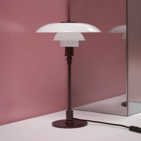 Louis Poulsen Stolní lampa PH 3/2, lesklá vínová, Ø 28 cm, Červená, Obývací pokoj / jídelna, Mosaz, Design