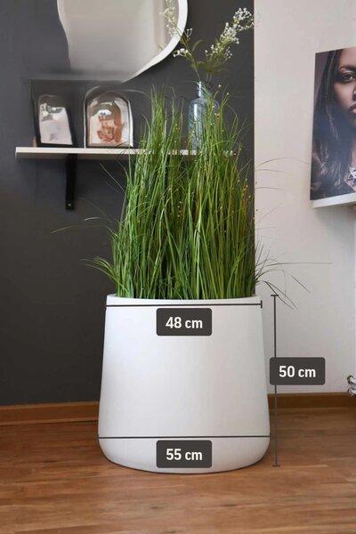 Kulatý květináč VEKRA, výška 50 cm, sklolaminát, bílý