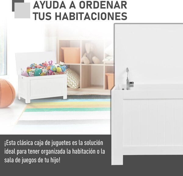 HOMCOM Úložná truhla do ložnice s víkem, víceúčelová truhla s bezpečnostním kloubem pro chodbu či obývací pokoj 81x40x46 cm Bílá | Aosom