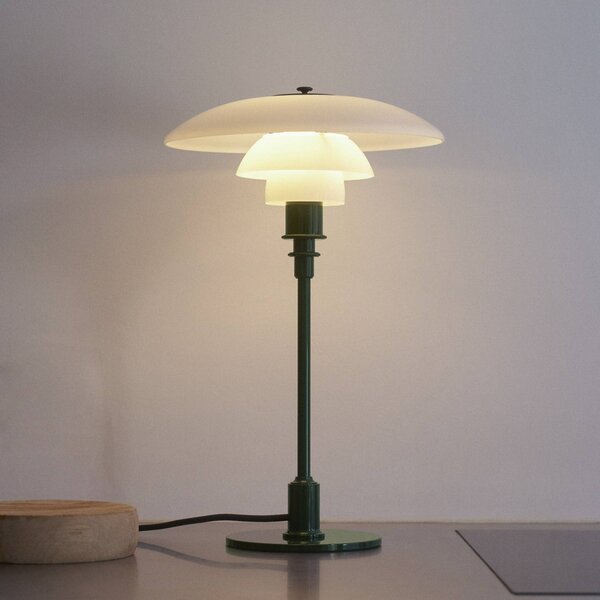 Louis Poulsen Stolní lampa PH 2/1, tmavě zelená, Ø 20 cm, Zelená, Obývací pokoj / jídelna, Mosaz, Design
