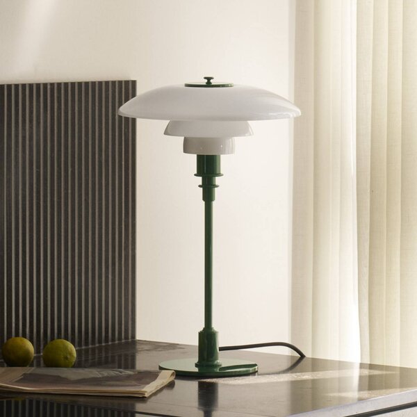 Louis Poulsen Stolní lampa PH 3/2, tmavě zelená, Ø 28 cm, Zelená, Obývací pokoj / jídelna, Mosaz, Design