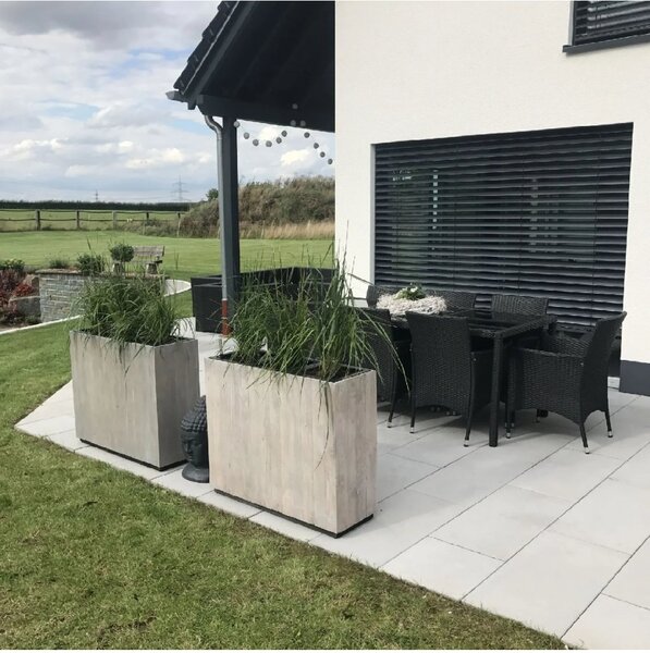 Dřevěný květináč ELEMENTO, dřevo, šířka 90 cm, bílá antik