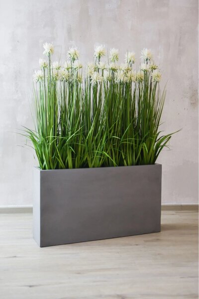 Květináč ELEMENTO SLIM, sklolaminát, šířka 90 cm, beton design, šedá