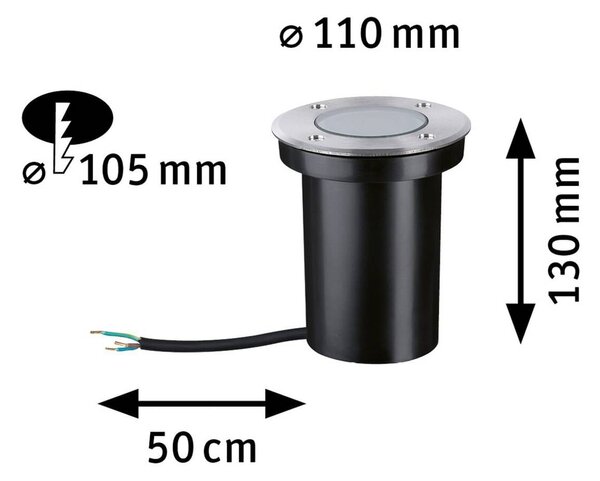 Paulmann LED podlahová vestavná lampa 94732, Ø 11 cm, nerezová ocel, IP65, Hliník / šedá / zinek, Nerezová ocel