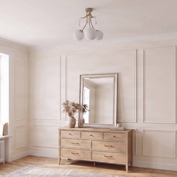 Milagro Lighting Stropní světlo Celeste, taupe, Ø 40 cm, kov, 3ramenné, stmívatelný, Mosaz / zlato, Obývací pokoj / jídelna, kov