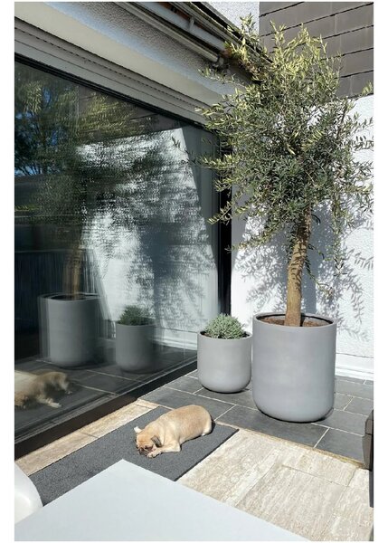 Květináč CHICO, sklolaminát, průměr 40 cm, beton design šedý