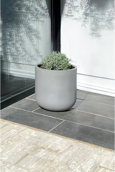 Květináč CHICO, sklolaminát, průměr 40 cm, beton design šedý
