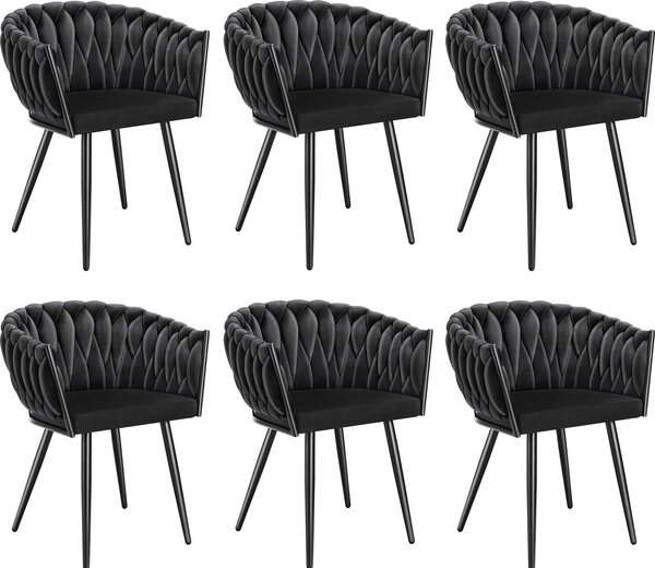 Tectake® Set jídelní židle Astano čalouněná, se sametovým potahem, pletený vzor 60,5 x 55 x 75 cm