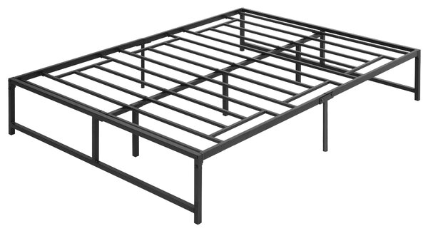 HOMCOM Dvoulůžkový rám postele 135x190 cm s nohami 35 cm – Manželský rám postele s černým úložným prostorem | Aosom