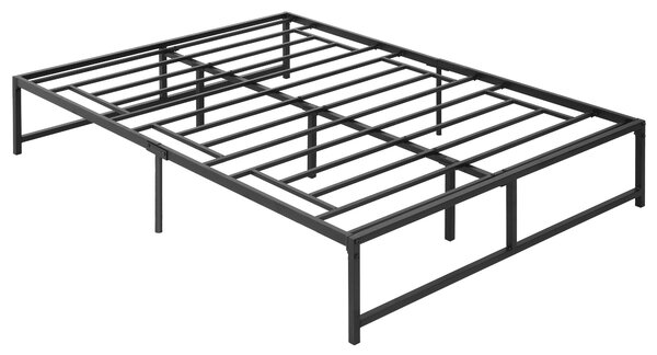 HOMCOM Dvoulůžkový rám postele 135x190 cm s nohami 35 cm – Manželský rám postele s černým úložným prostorem | Aosom