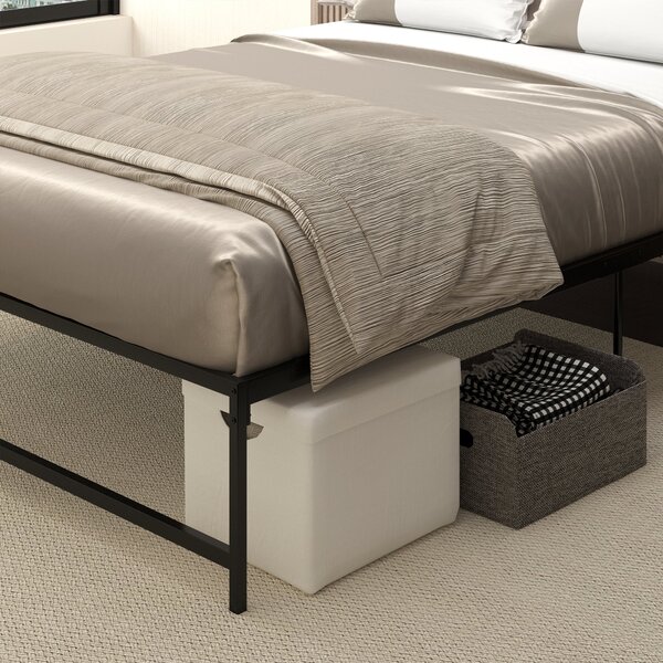 HOMCOM Dvoulůžkový rám postele 135x190 cm s nohami 35 cm – Manželský rám postele s černým úložným prostorem | Aosom