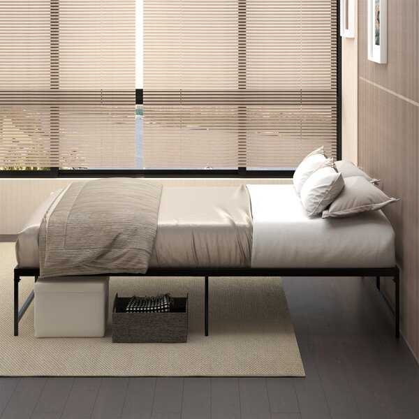HOMCOM Dvoulůžkový rám postele 135x190 cm s nohami 35 cm – Manželský rám postele s černým úložným prostorem | Aosom
