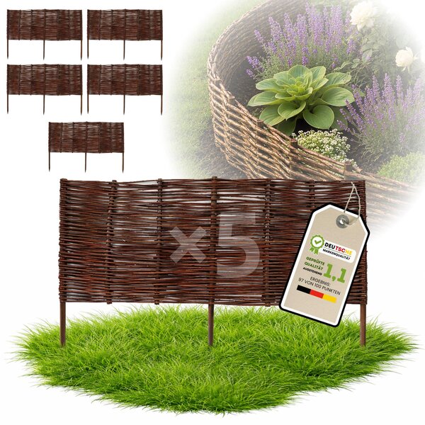Floranica 5 kusů Vrbový plot 40 cm x 100 cm – Zahradní plot z vrbového proutí Palisáda Přírodní oplocení Ohraničení záhonu
