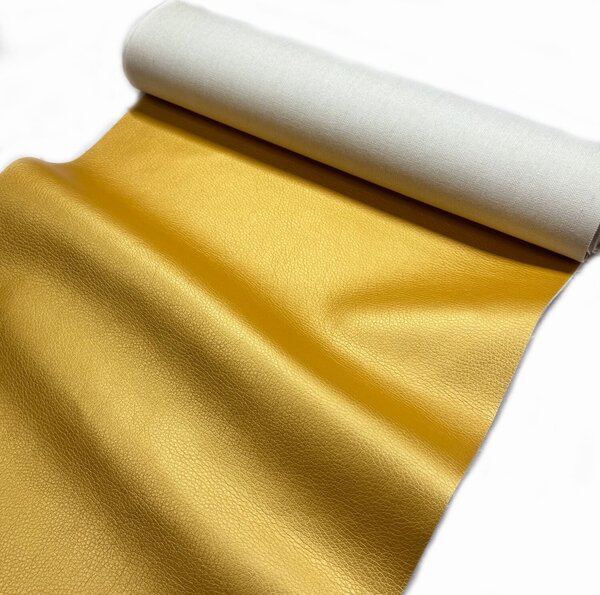 Ekokůže SOFT koženka v metráži, 380 g/m², šíře 145 cm, žlutá, glazovaná