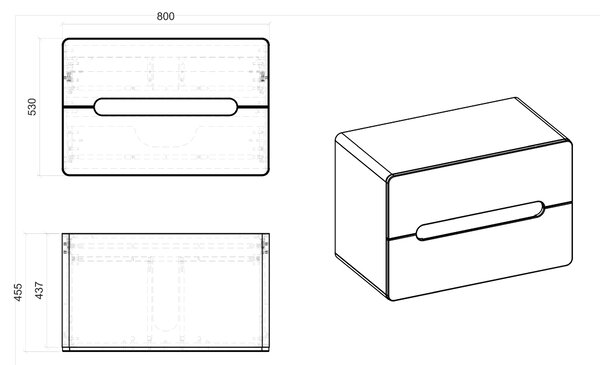 Koupelnová závěsná skříňka pod umyvadlo na desku BÁRA 80 cm