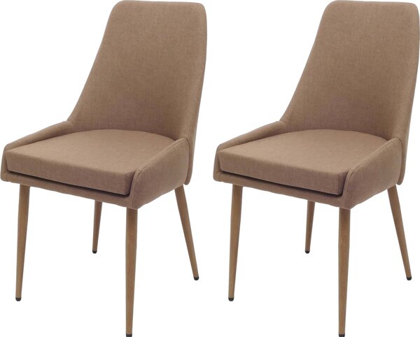 Sada 2 jídelních židlí HWC-O27, kuchyňská židle čalouněná židle, látka/textil (280g/m²) kov hnědá