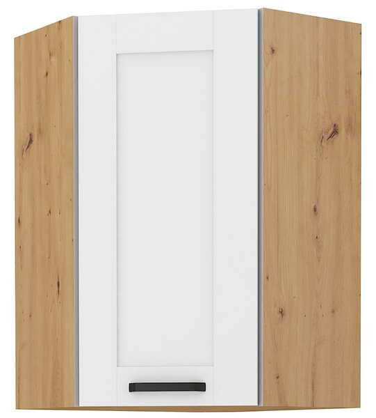 LUNA ab | horní skříňka 60x60 GN-90 1F (45°) rohová s policemi | VYSOKÁ | UNI dvířka | artisan/bílá