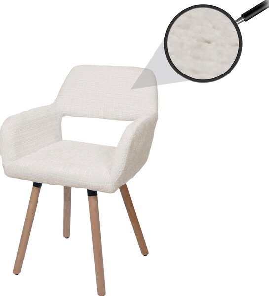 Jídelní židle HWC-A50 II, židle kuchyňská židle čalouněná židle, dřevo látka/textil šenil (465g/m²) krémová