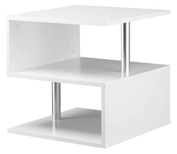 HOMCOM Malý stolek u pohovky s otevřeným S-zásuvkovým prostorem, moderní design 50x50x50 cm, bílý | Aosom