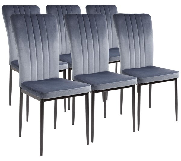 Židle do jídelny Albatros se sametovým potahem sada 6 židlí MODENA, šedá - stylový vintage design, elegantní čalouněná židle k jídelnímu stolu - židle do kuchyně nebo jídelny s vysokou nosností