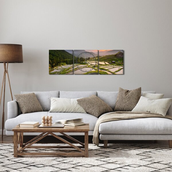 Obraz - Rýžové terasy (s hodinami) (90x30 cm)