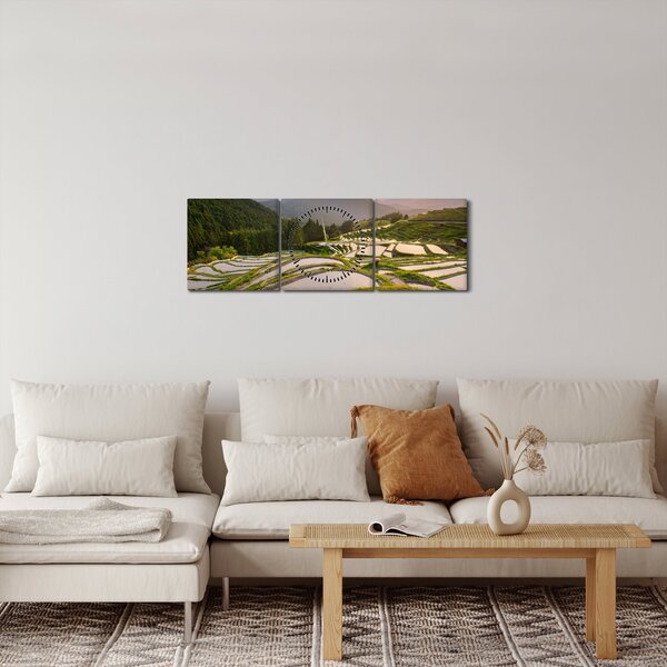 Obraz - Rýžové terasy (s hodinami) (90x30 cm)