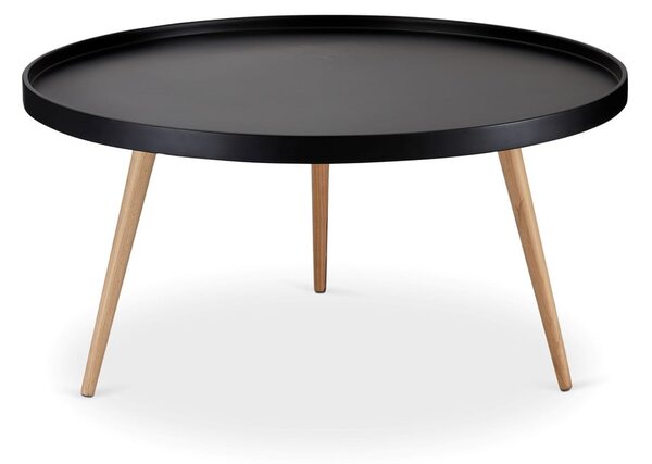Černý konferenční stolek s nohami z bukového dřeva Furnhouse Opus, Ø 90 cm