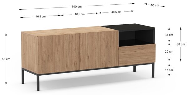 Marckeric TV stolek Cailin 140 x 40 cm s dřevěným dekorem