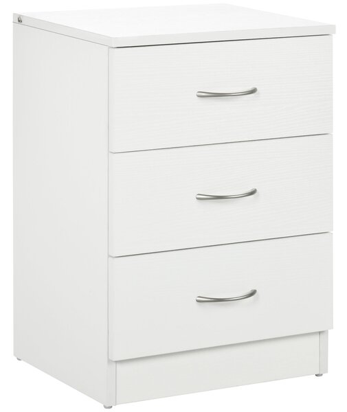 HOMCOM Moderní noční stolek se 3 zásuvkami pro obývací pokoj a ložnici, nosnost 50 kg, 40x35x58 cm, bílý | Aosom