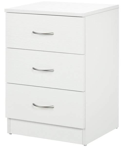 HOMCOM Moderní noční stolek se 3 zásuvkami pro obývací pokoj a ložnici, nosnost 50 kg, 40x35x58 cm, bílý | Aosom