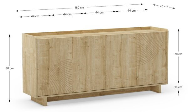 Marckeric Komoda Daira 180 x 40 cm s dubovým dekorem