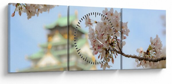 Obraz - Sakura (s hodinami) (90x30 cm)