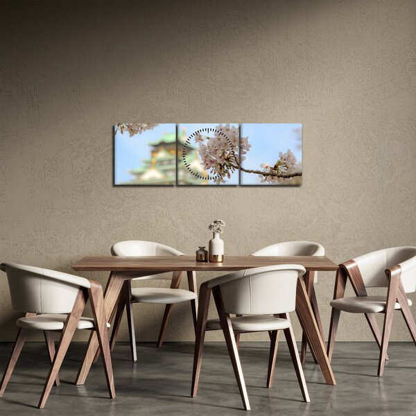 Obraz - Sakura (s hodinami) (90x30 cm)