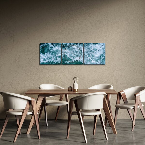 Obraz - Vlny oceánu (s hodinami) (90x30 cm)